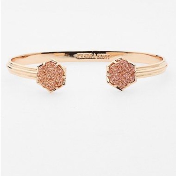 Kendra Scott Arden cuff Bracelet Rose gold sparkly Drusy stone - Picture 2 of 6